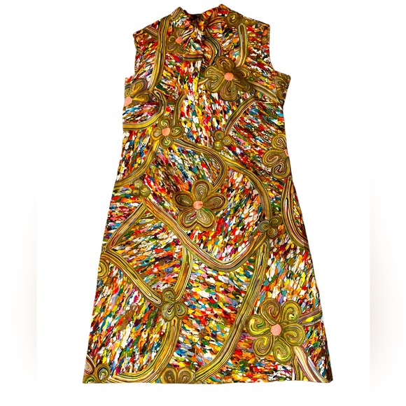 Vintage 60s Incredible Psychedelic Flower Power Print Shift Dress - Picture 2 of 4
